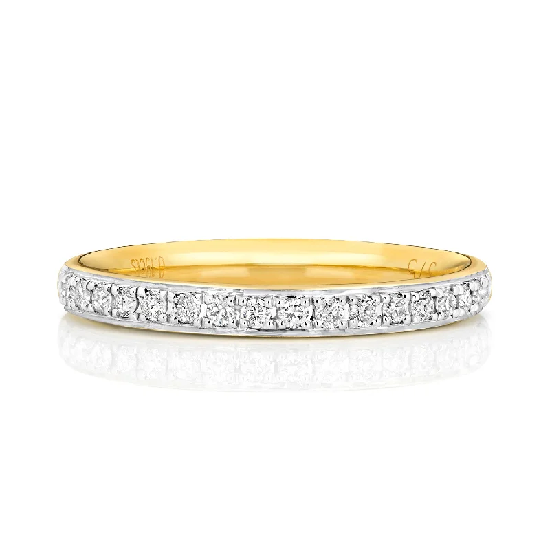 Women's handmade artisan rings-9K Yellow Gold 0.18ct Diamond Eternity Ring