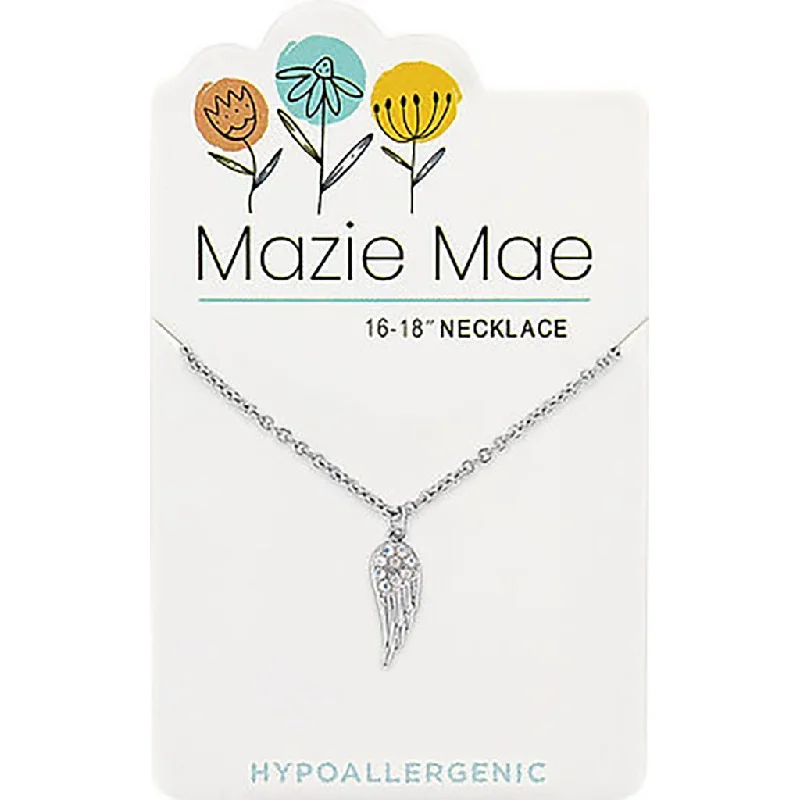 Women's long necklaces-Center Court: Silver Angel Wing Mazie Mae Necklace