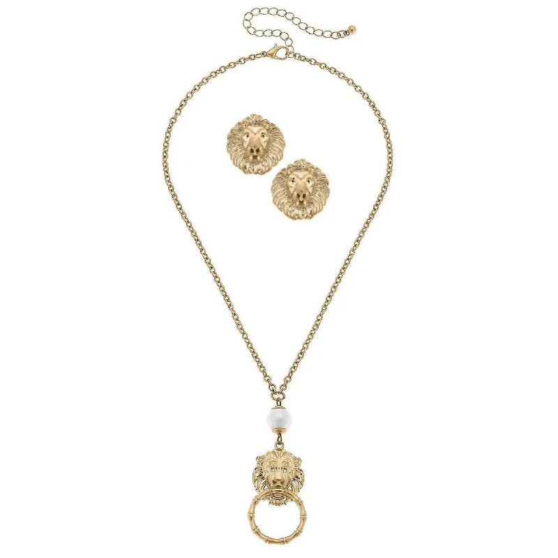 Women's Valentine's Day necklaces-Women's Deanna Necklace And Louise Earring Set In Gold