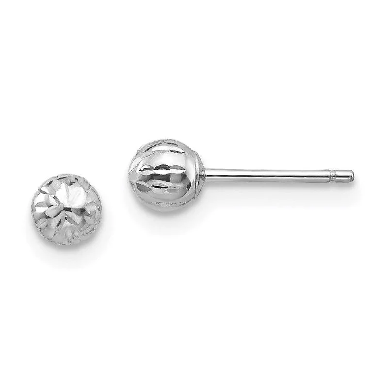 Women's silver earrings-Madi K Kid's 14K White Gold  Diamond Cut 4M Ball Post Earrings