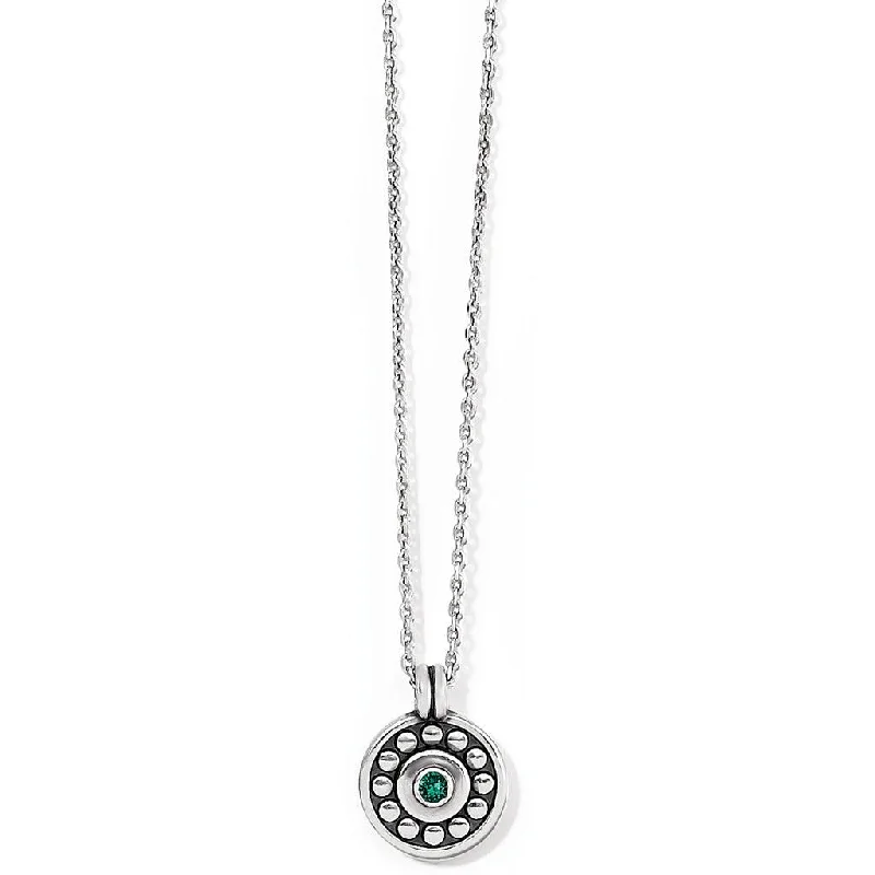 Women's locket necklaces-Brighton : Pebble Dot Medali Petite Reversible Necklace in Emerald (May)