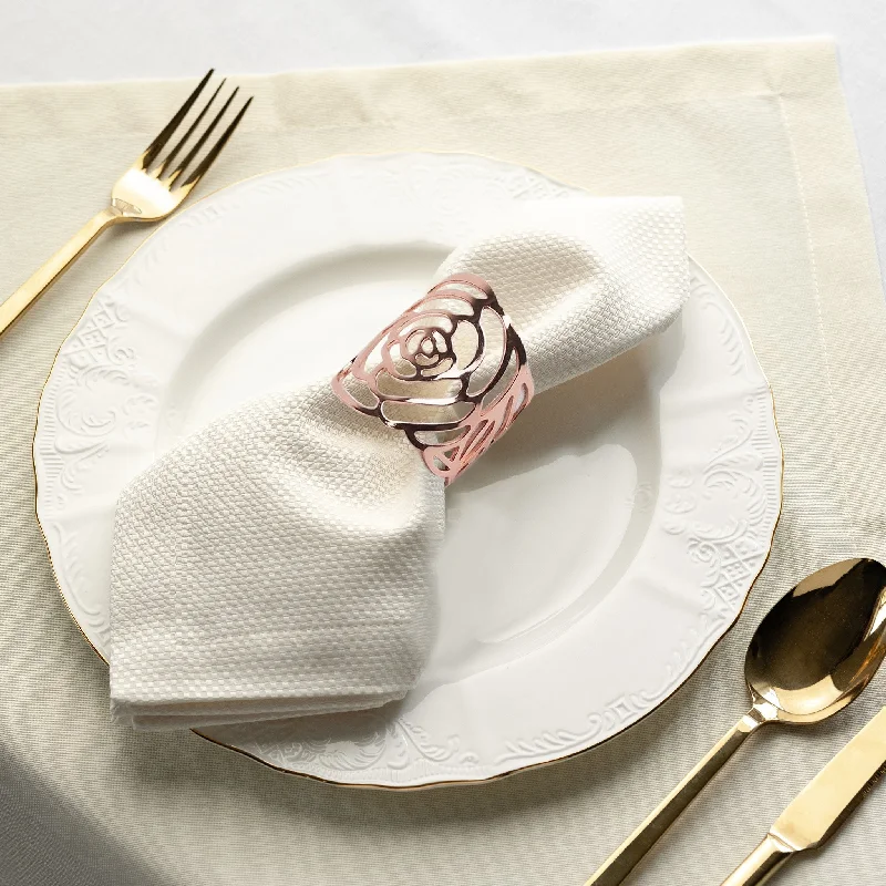 Women's gift rings-10 pc/pk Laser Cut Rose Metal Napkin Ring - Blush/Rose Gold