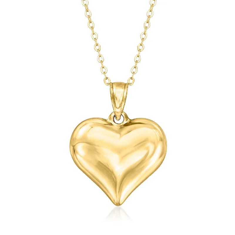 Women's sun necklaces-Canaria 10kt Yellow Gold Puffed Heart Pendant Necklace