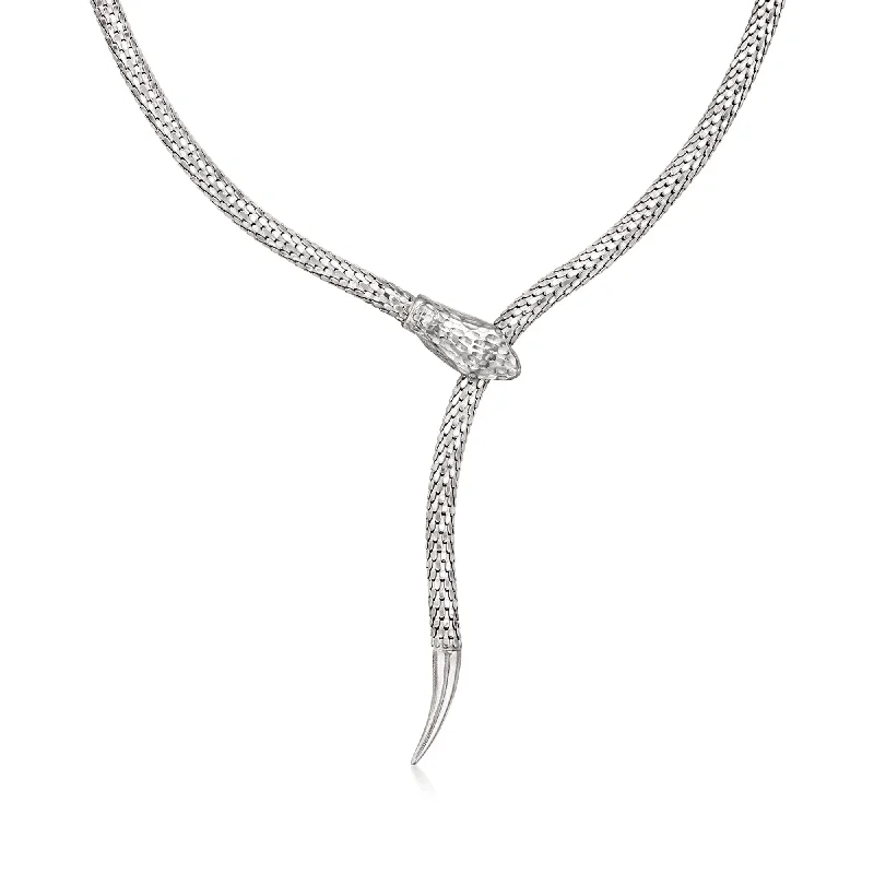 Women's silver necklaces-Ross-Simons Italian Sterling Silver Adjustable Snake Necklace