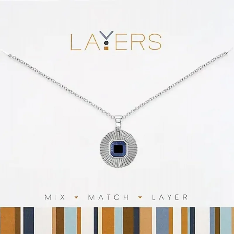 Women's astrology necklaces-Center Court : Silver Montana Blue Pendant Layers Necklace