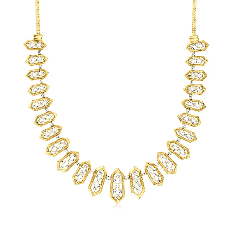 Designer women's necklaces-Ross-Simons Diamond Geometric Necklace in 18kt Gold Over Sterling