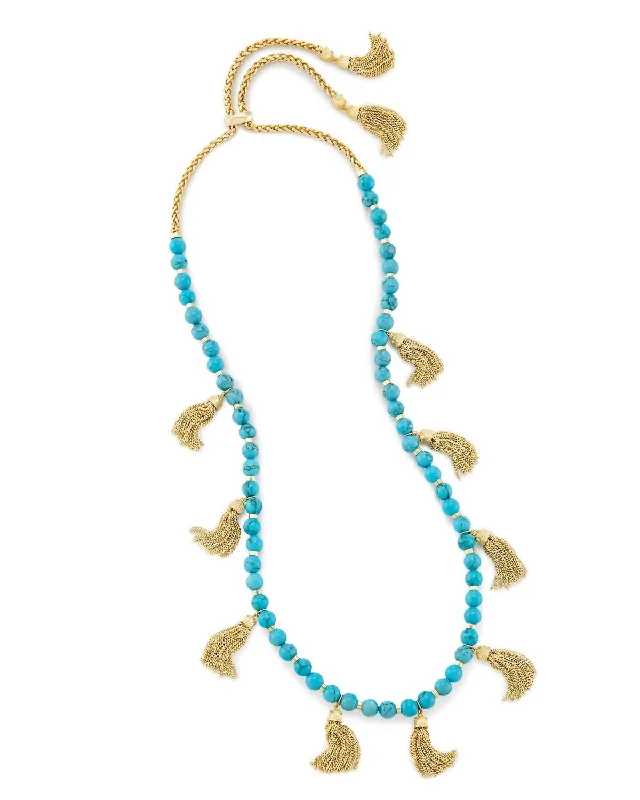 Women's statement necklaces-Vanina Necklace In Gold Plate/turquoise