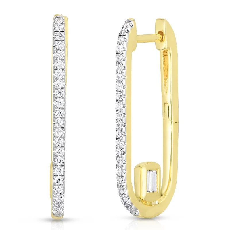 Women's geometric earrings-14K GOLD DIAMOND DAISY HOOPS