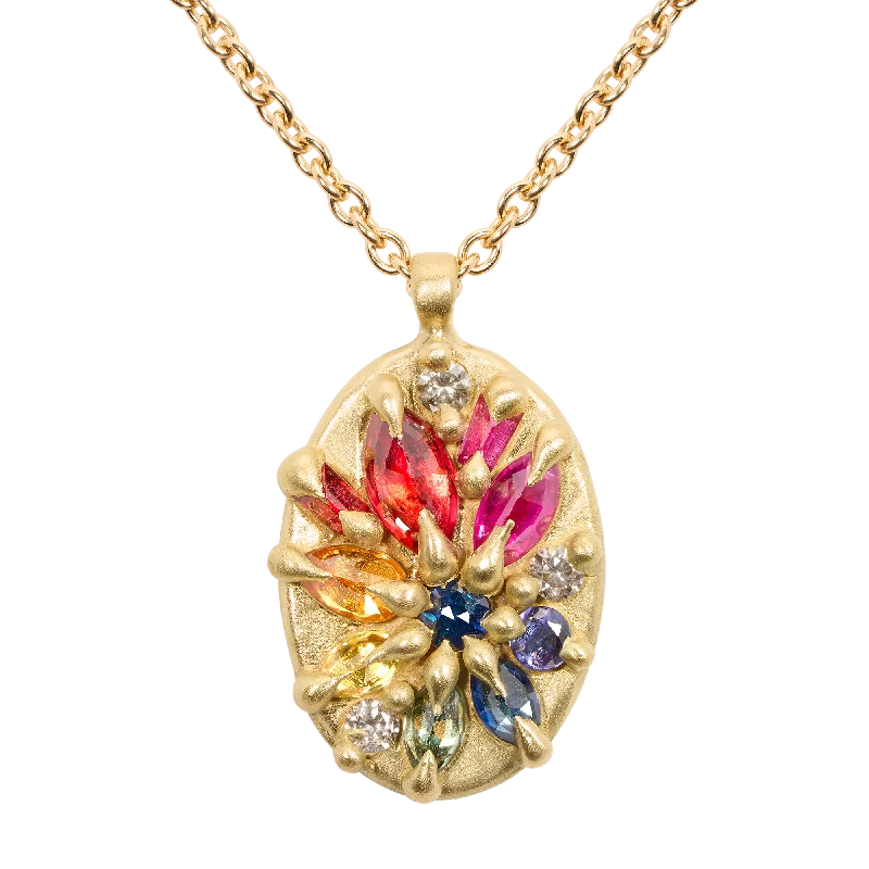 Women's holiday necklaces-Rainbow Lotus Necklace - 11846