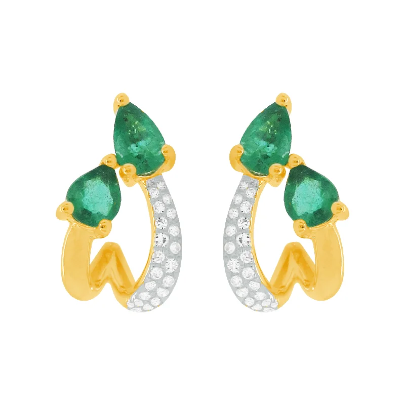 Women's elegant earrings-14K GOLD DIAMOND EMERALD NIKKI EARRINGS