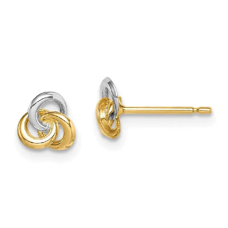 Custom women's earrings-Madi K Kid's 14k w/Rhodium  Love Knot Post Earrings