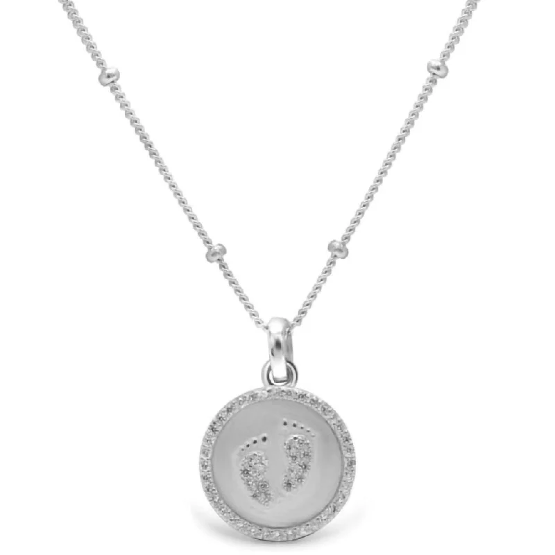 Women's eco-friendly necklaces-Stia : Charm Little Feet Necklace in Silver