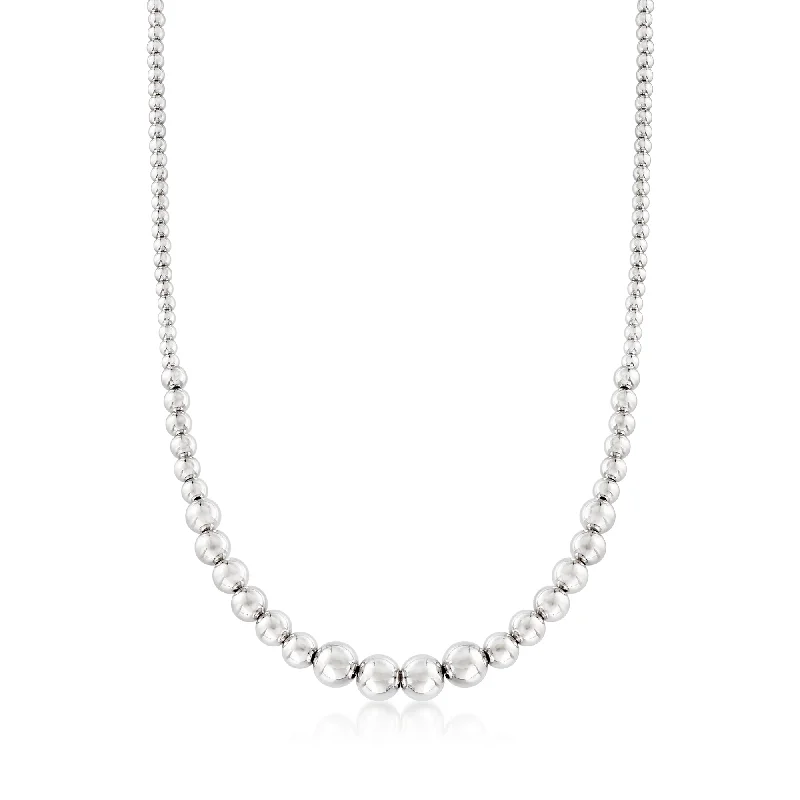 Women's Valentine's Day necklaces-Ross-Simons Italian 4-10mm Sterling Silver Graduated Bead Necklace