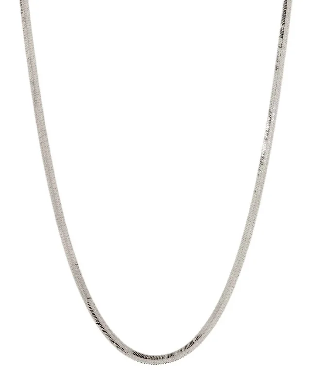 Women's formal necklaces-The Classique Herringbone Chain Necklace In Silver