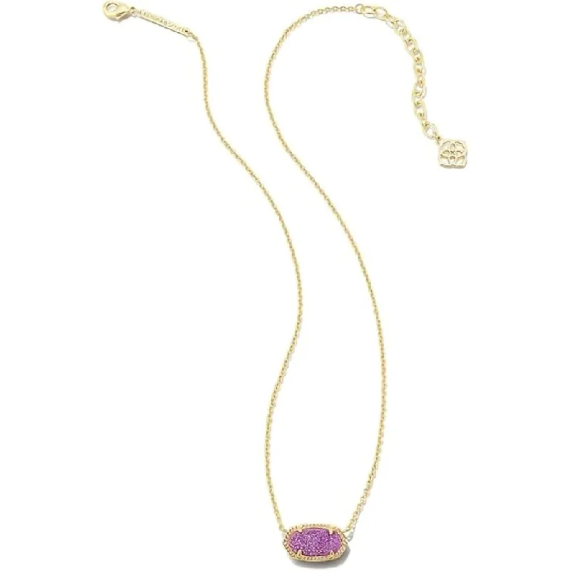 Women's initial necklaces-Kendra Scott : Elisa Gold Pendant Necklace in Mulberry Drusy