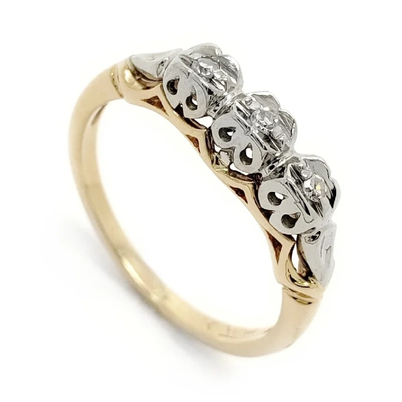 Women's religious rings-Antique Two-Tone Wedding Ring