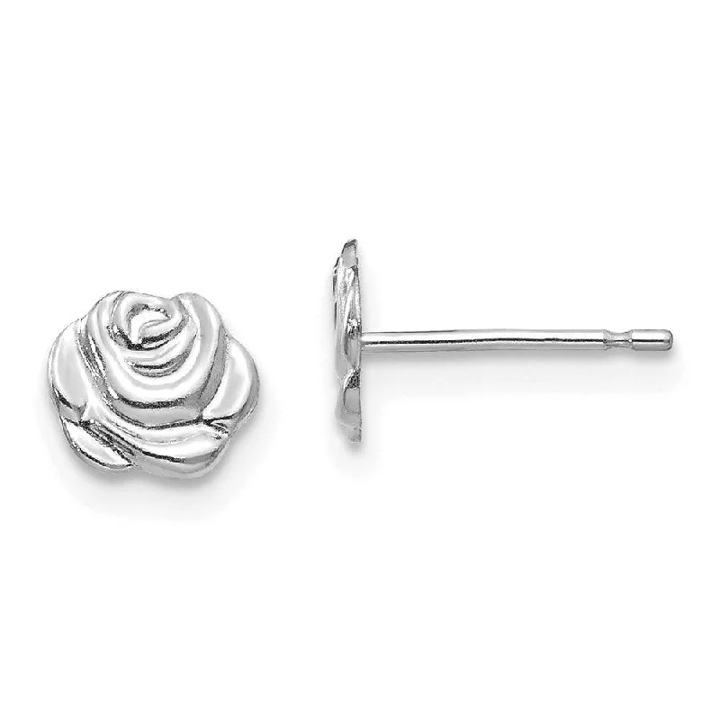 Women's crystal earrings-Madi K Kid's 14k White Gold  Polished Rose Post Earrings