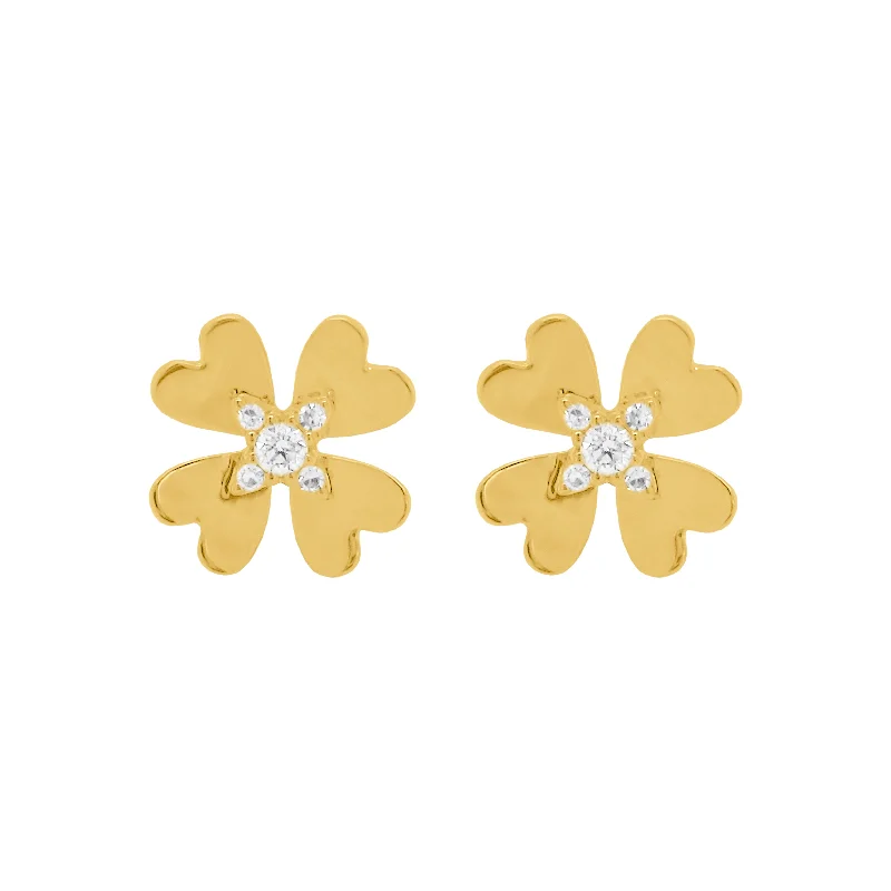 Women's charm earrings-14K GOLD DIAMOND CELINE FLOWER STUDS