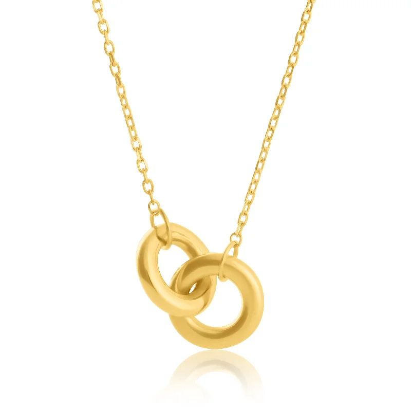 Women's K gold necklaces-14k Yellow Gold Linked Circle Necklace