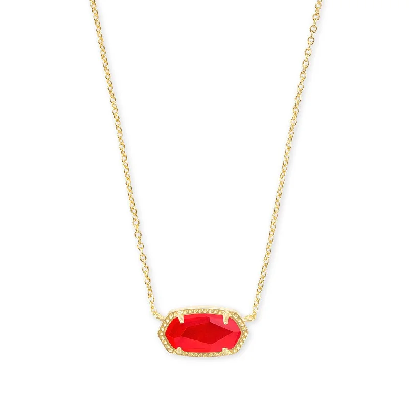 Women's elegant necklaces-Kendra Scott : Elisa Gold Pendant Necklace in Red Illusion