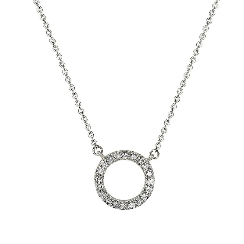 Women's friendship necklaces-Suzy Levian 14K White Gold 0.25 ctw Diamond Circle Necklace