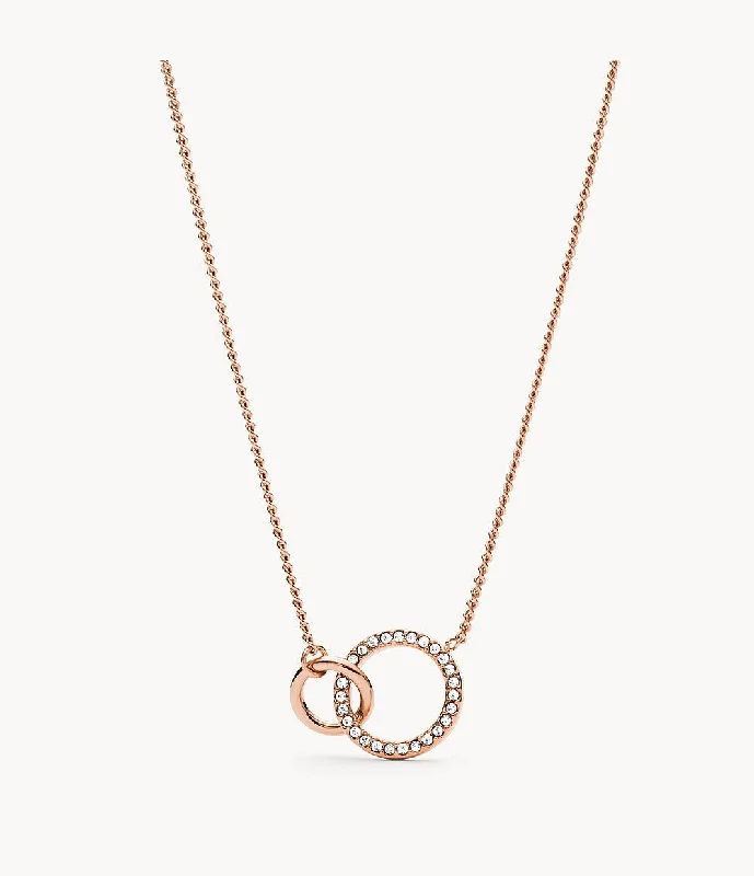 Women's sustainable necklaces-Fossil Women's Rose Gold Stainless Steel Pendant Necklace