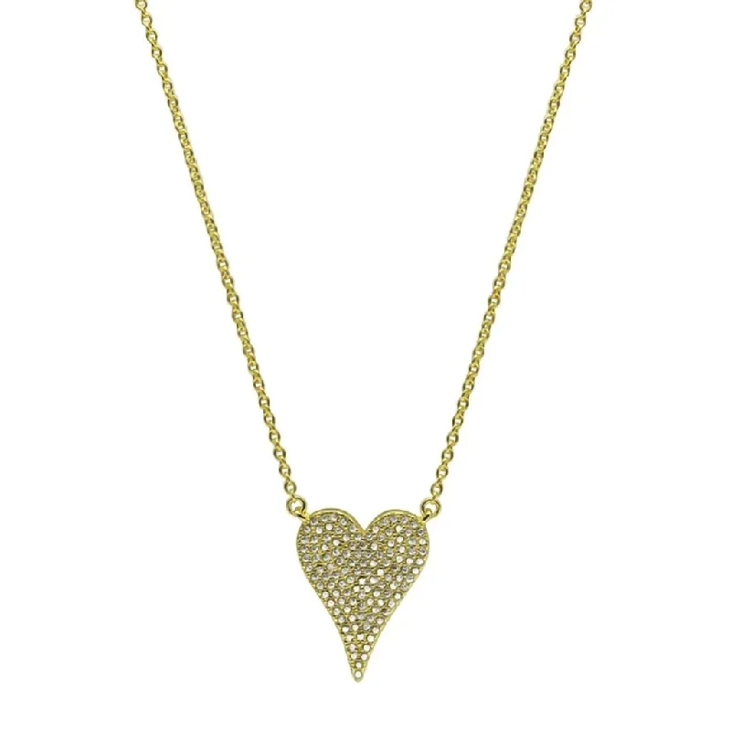 Women's locket necklaces-Stia : Dripping CZ Heart Necklace in Gold