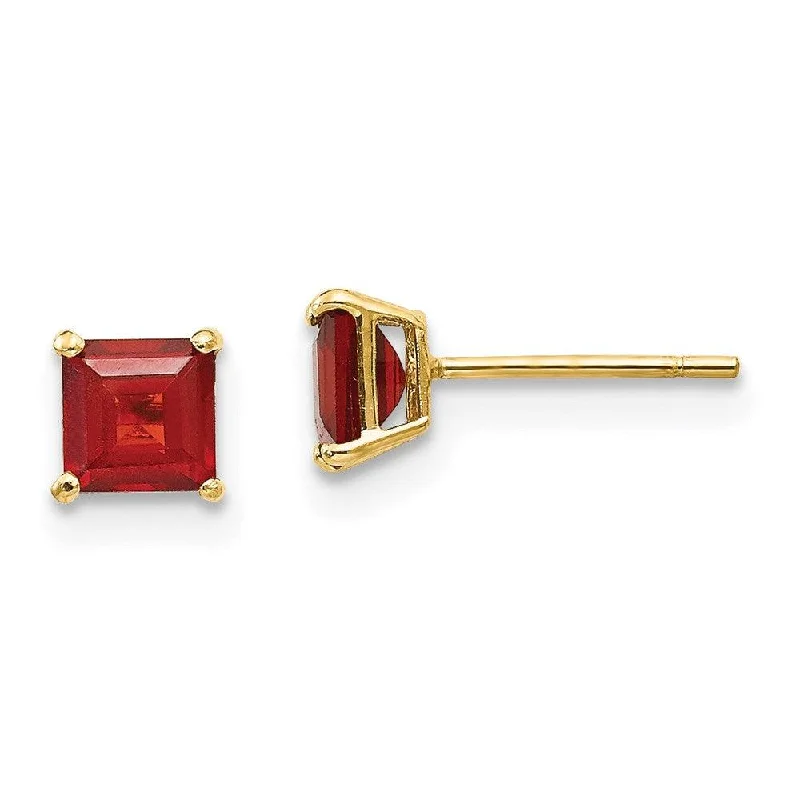 Women's astrology earrings-Madi K Kid's 14k  Garnet 4mm Square Post Earrings