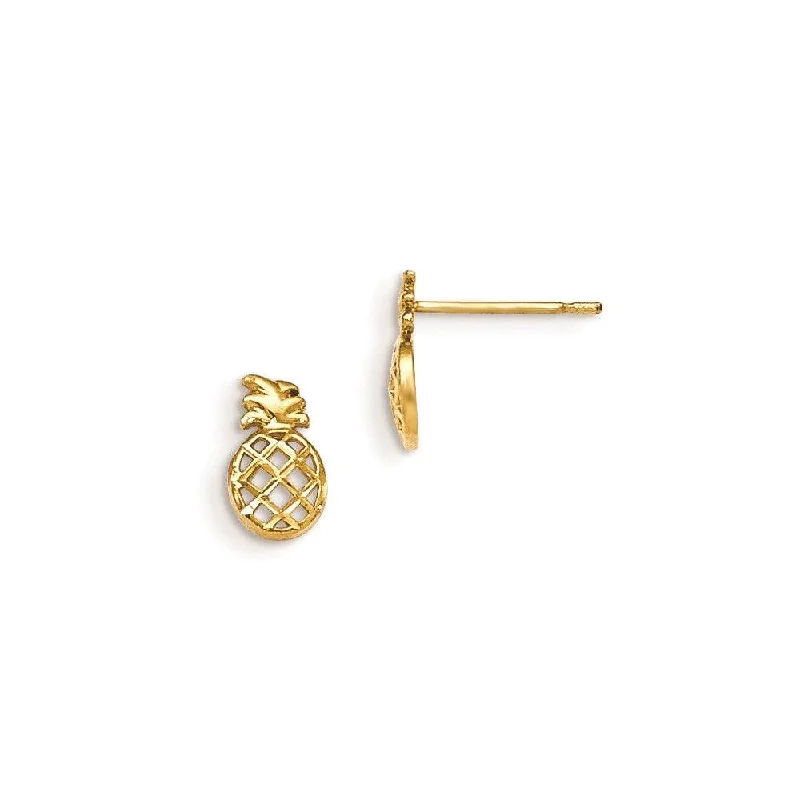 Trendy women's earrings-Madi K Kid's 14k  D/C  Pineapple Post Earrings