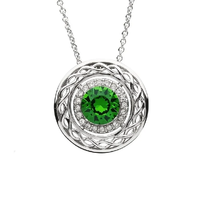 Women's leather necklaces-Shanore : Sterling Silver Celtic Halo Pendant Adorned With Crystals