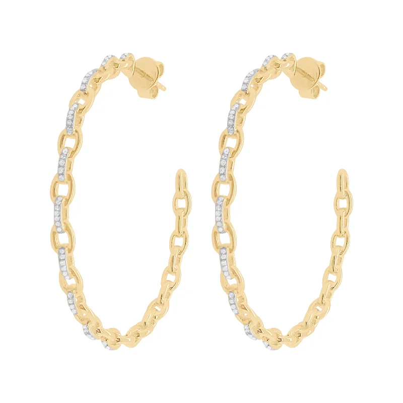 Women's lightweight earrings-14K GOLD DIAMOND HEIDI HOOPS