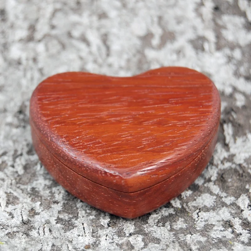 Women's friendship rings-Padauk Wood Ring Box | Wedding Ring Box For 1 Or 2 Ring - Secret Box Style