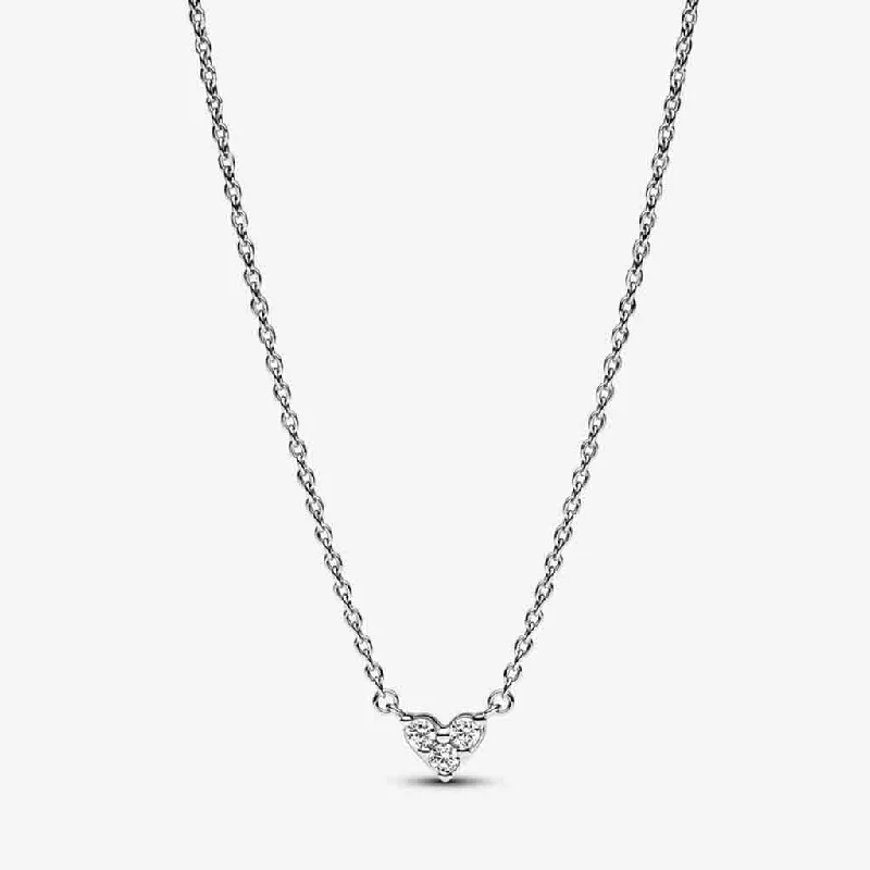 Women's DNA necklaces-PANDORA : Triple Stone Heart Collier Necklace