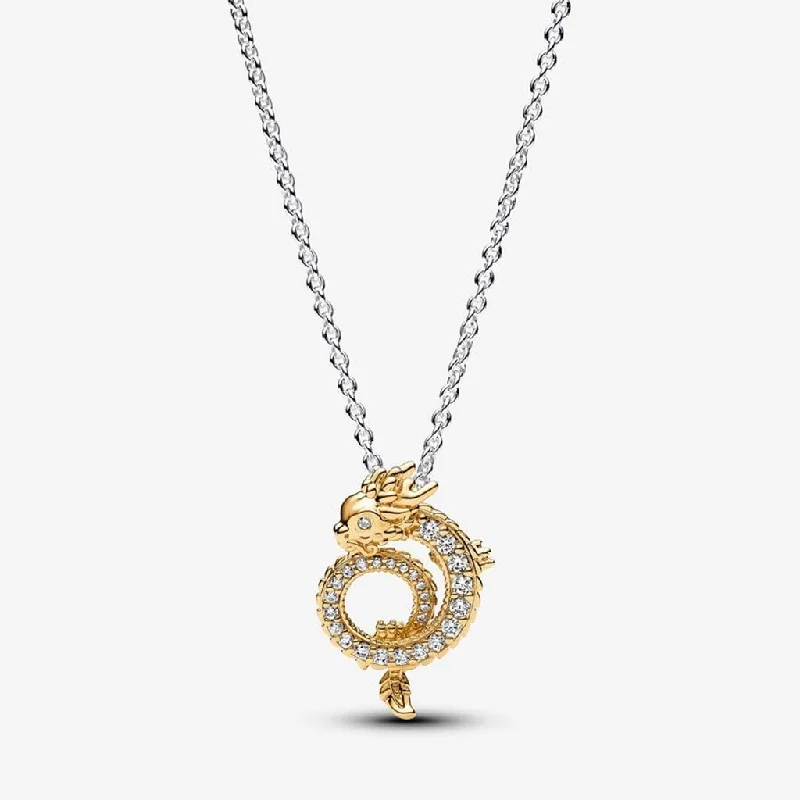 Women's healing crystal necklaces-PANDORA : Two-tone Chinese Year of the Dragon Collier Necklace