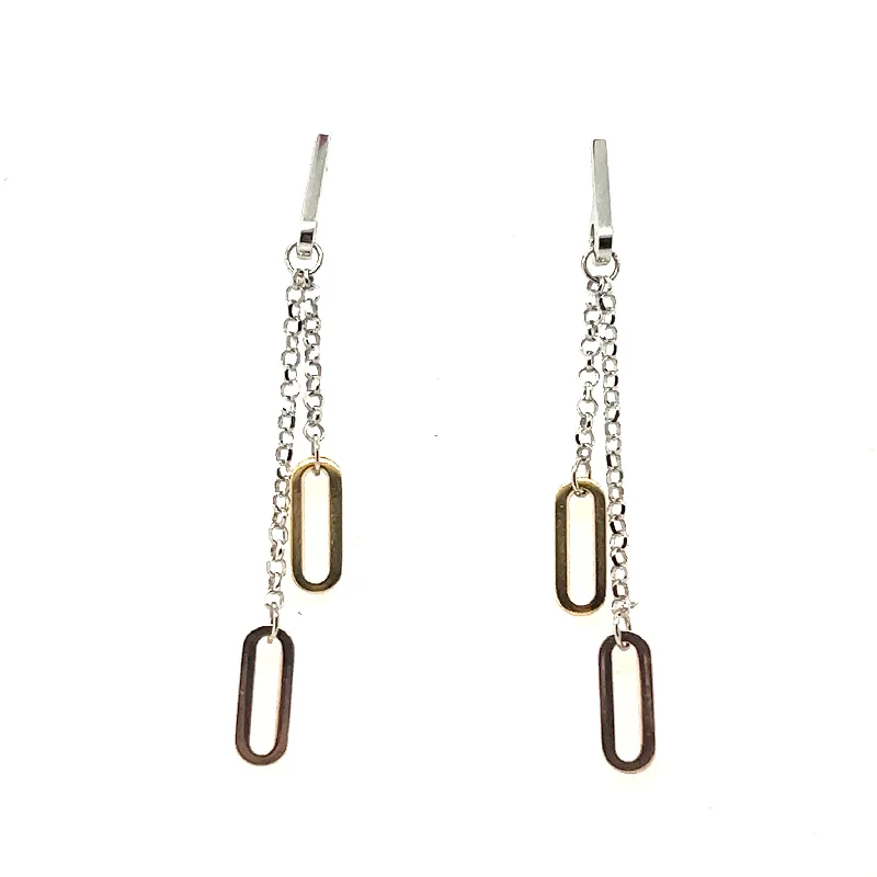 Women's sustainable earrings-Two Tone Drop Earrings