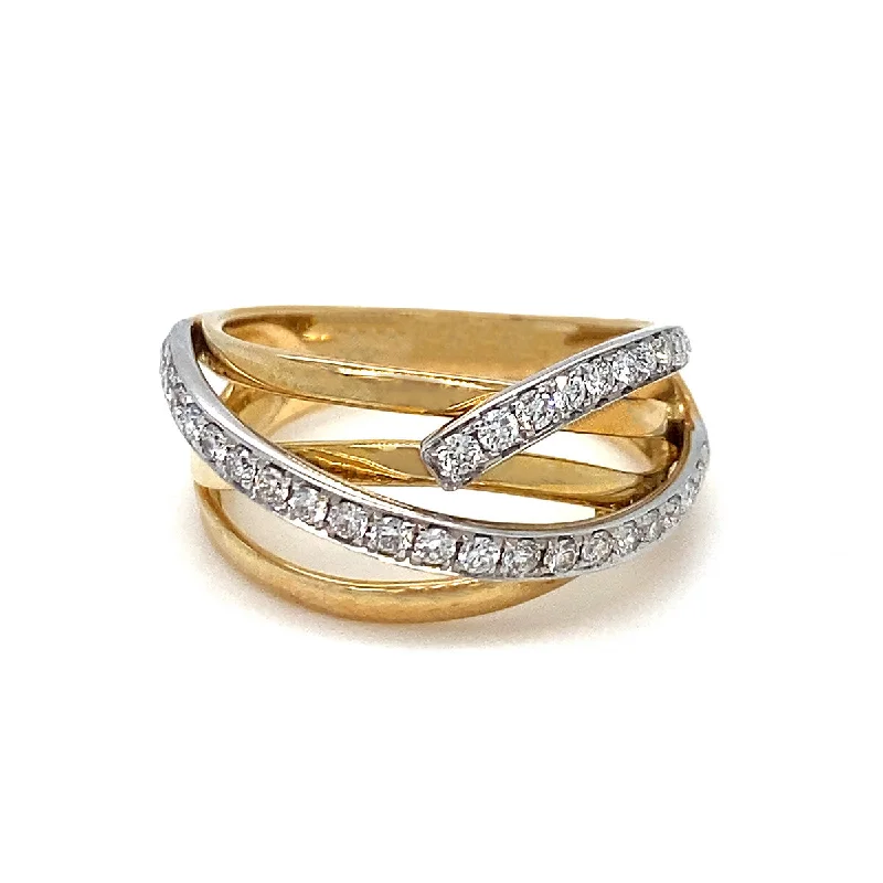 Women's geometric rings-9K Yellow Gold 0.48ct Diamond Crossover Ring