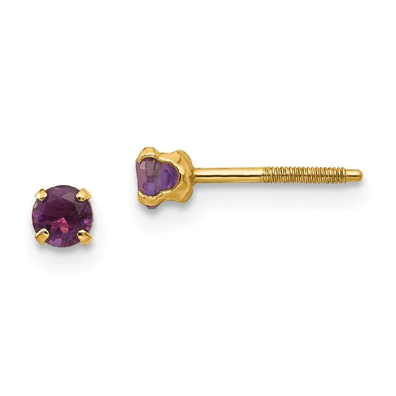 Women's sustainable earrings-Madi K Kid's 14k  3mm Amethyst Earrings