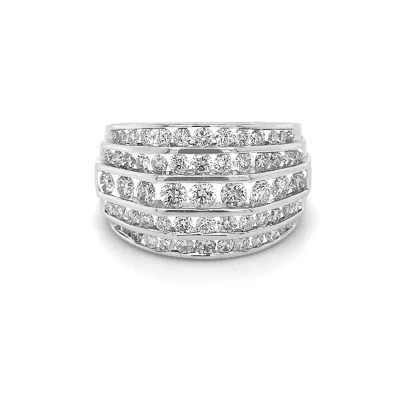 Women's sapphire rings-9K White Gold 2.00ct Diamond Multi Row Ring