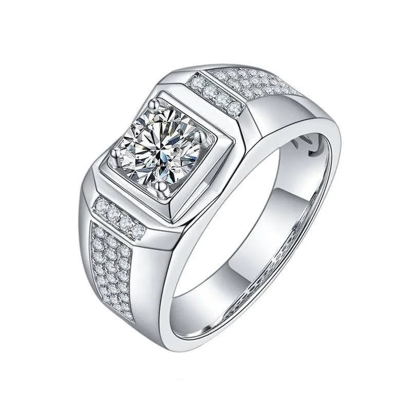 Women's sizeable rings-1.0 Ct. 6.5mm Men's Diamond Cluster Ring