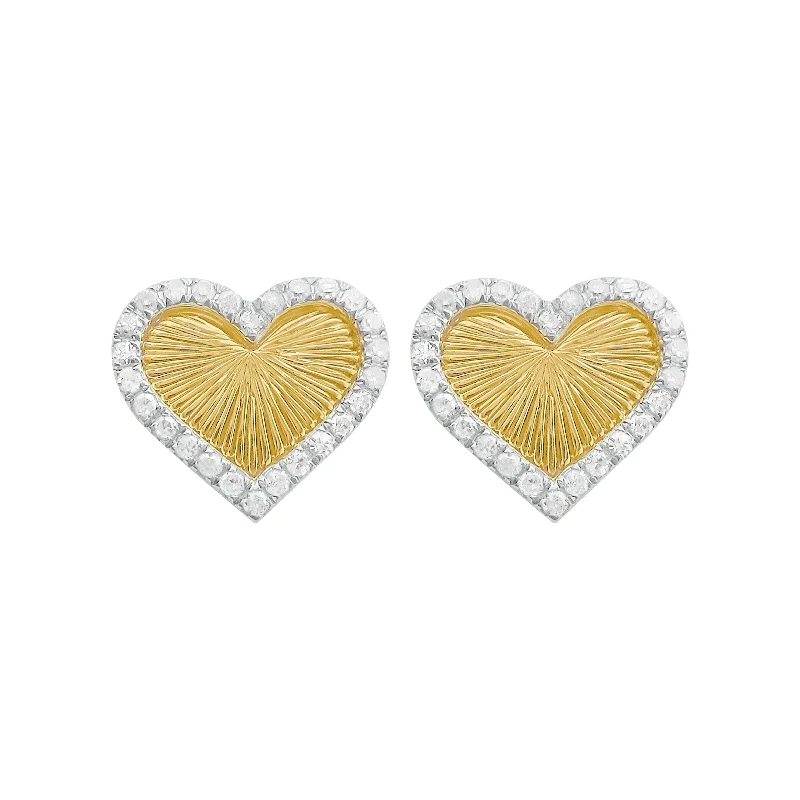 Women's symbolic earrings-14K GOLD DIAMOND CHERYL HEART STUDS