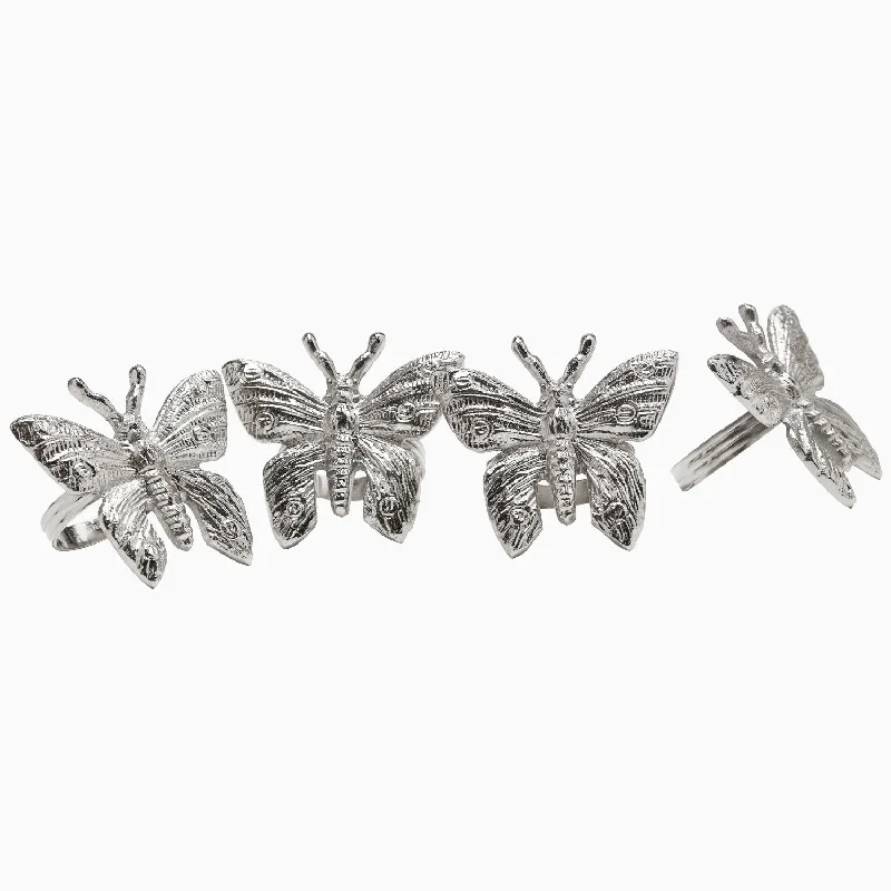 Women's silver-plated rings-Flutter Napkin Rings (Set of 4)