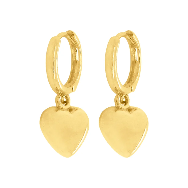 Women's family earrings-14K GOLD DAISY HEART HUGGIES