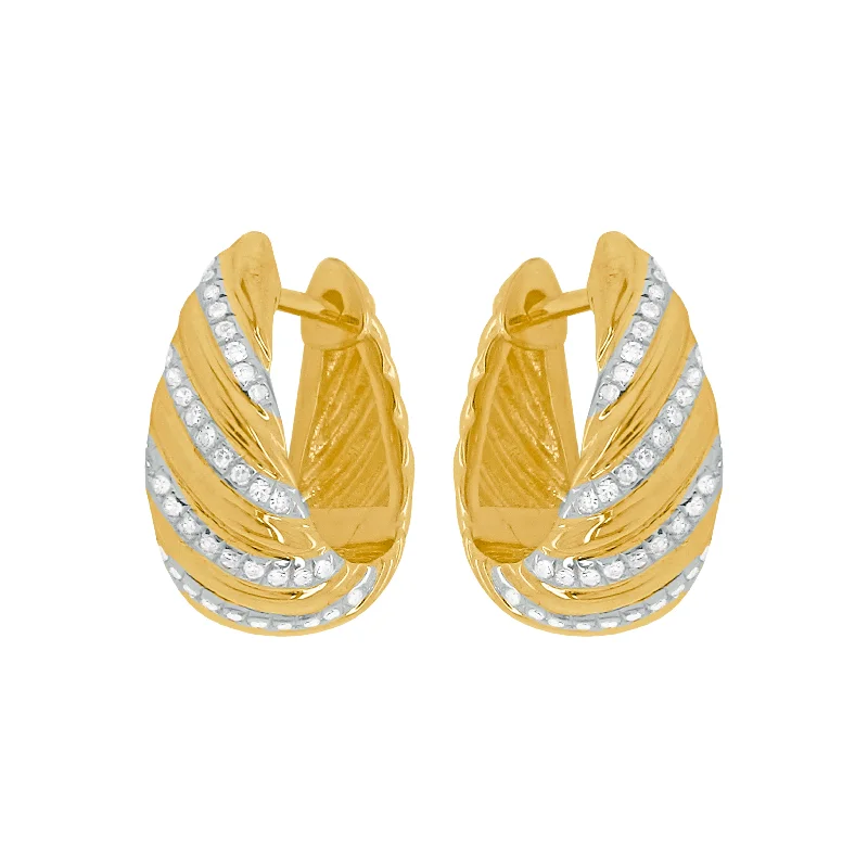 Women's sun earrings-14K TWO-TONE GOLD DIAMOND CASSIE HUGGIES