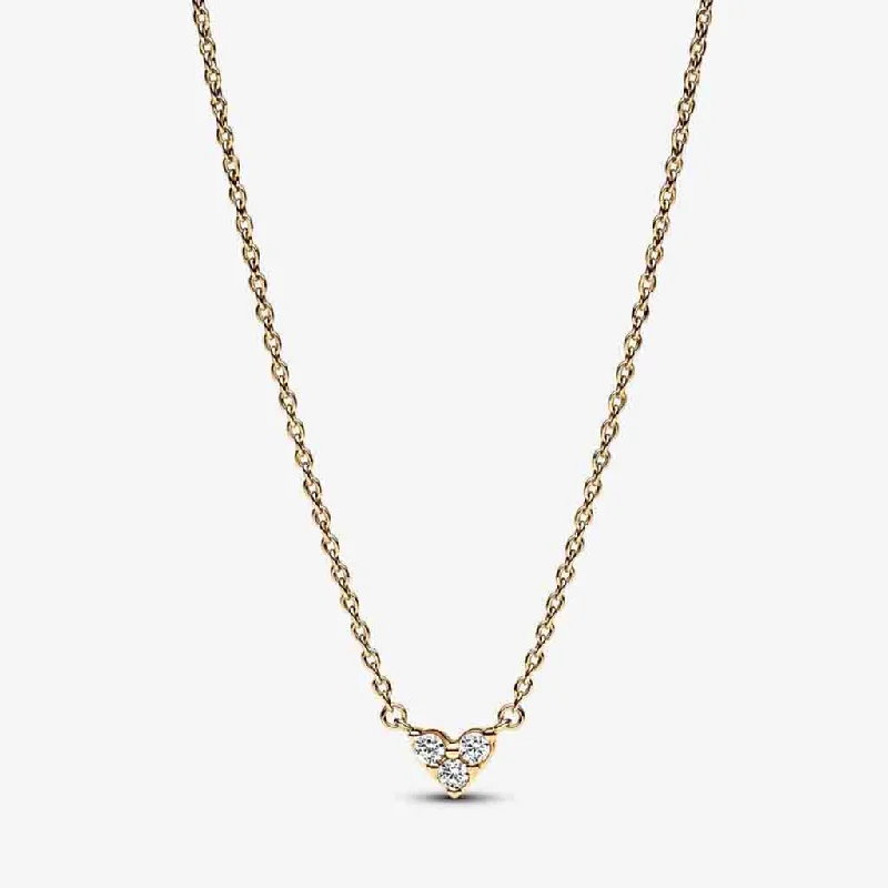 Women's party necklaces-PANDORA : Triple Stone Heart Collier Necklace