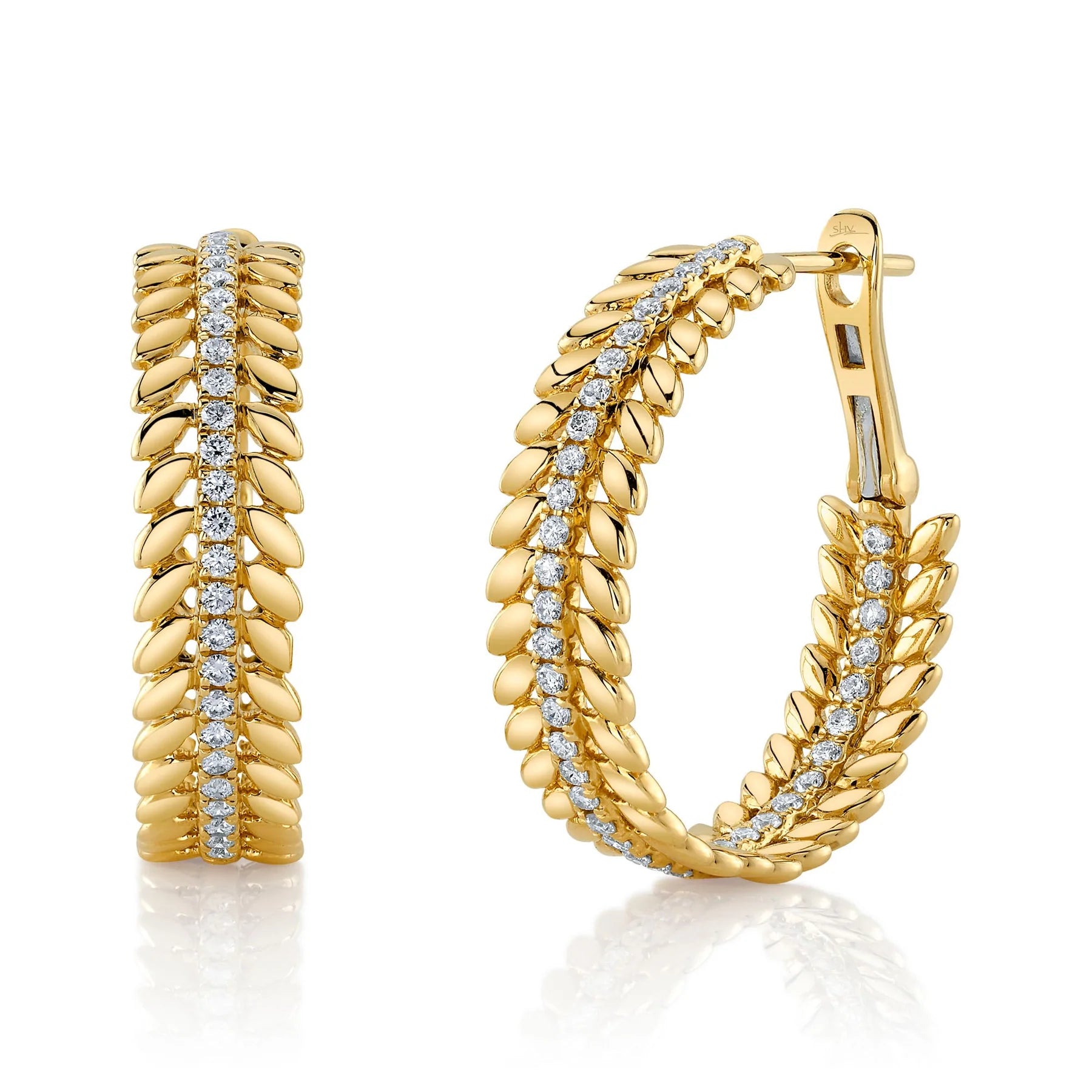 Women's stud earrings-14K GOLD DIAMOND DARIA HOOPS