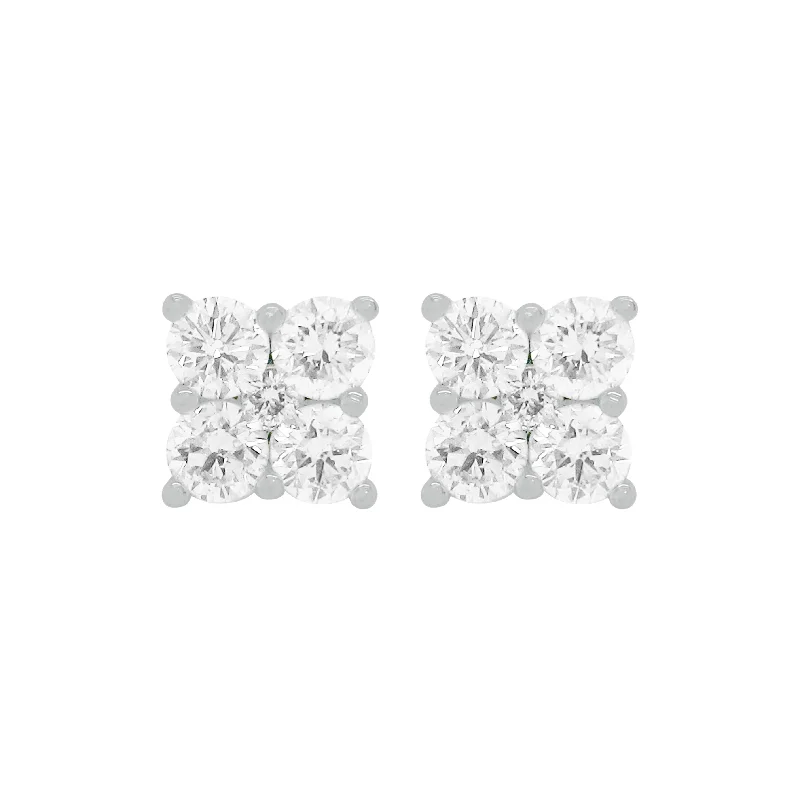 Women's personalized earrings-14K GOLD DIAMOND MEDIUM MADELINE STUDS