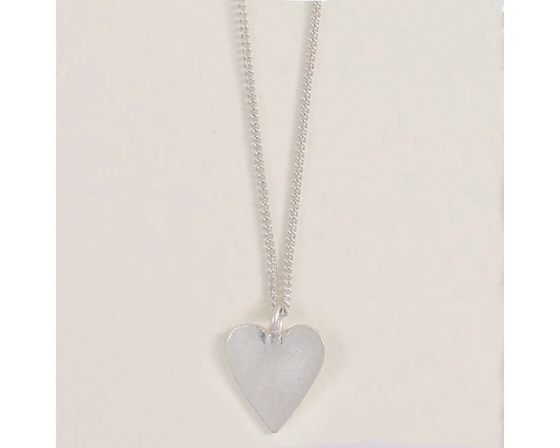 Women's short necklaces-Periwinkle by Barlow : Burnished Silver Heart  - Necklace