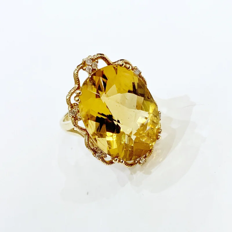 Women's heirloom rings-Estate Collection Ring - 14K Yellow Gold Citrine and Diamond