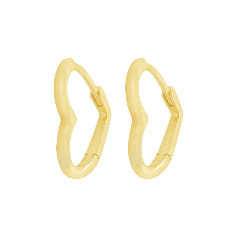 Women's nickel-free earrings-14K GOLD MARLEE HEART HUGGIES