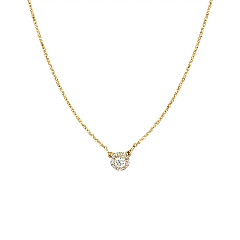 Women's gold necklaces-Diamond Solitaire with Pave Diamonds Necklace Yellow Gold